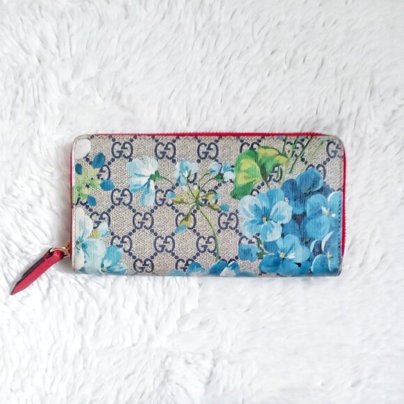 Gucci GG Blue Blooms Supreme Monogram Zip Continental Wallet - Picture 3 of 10